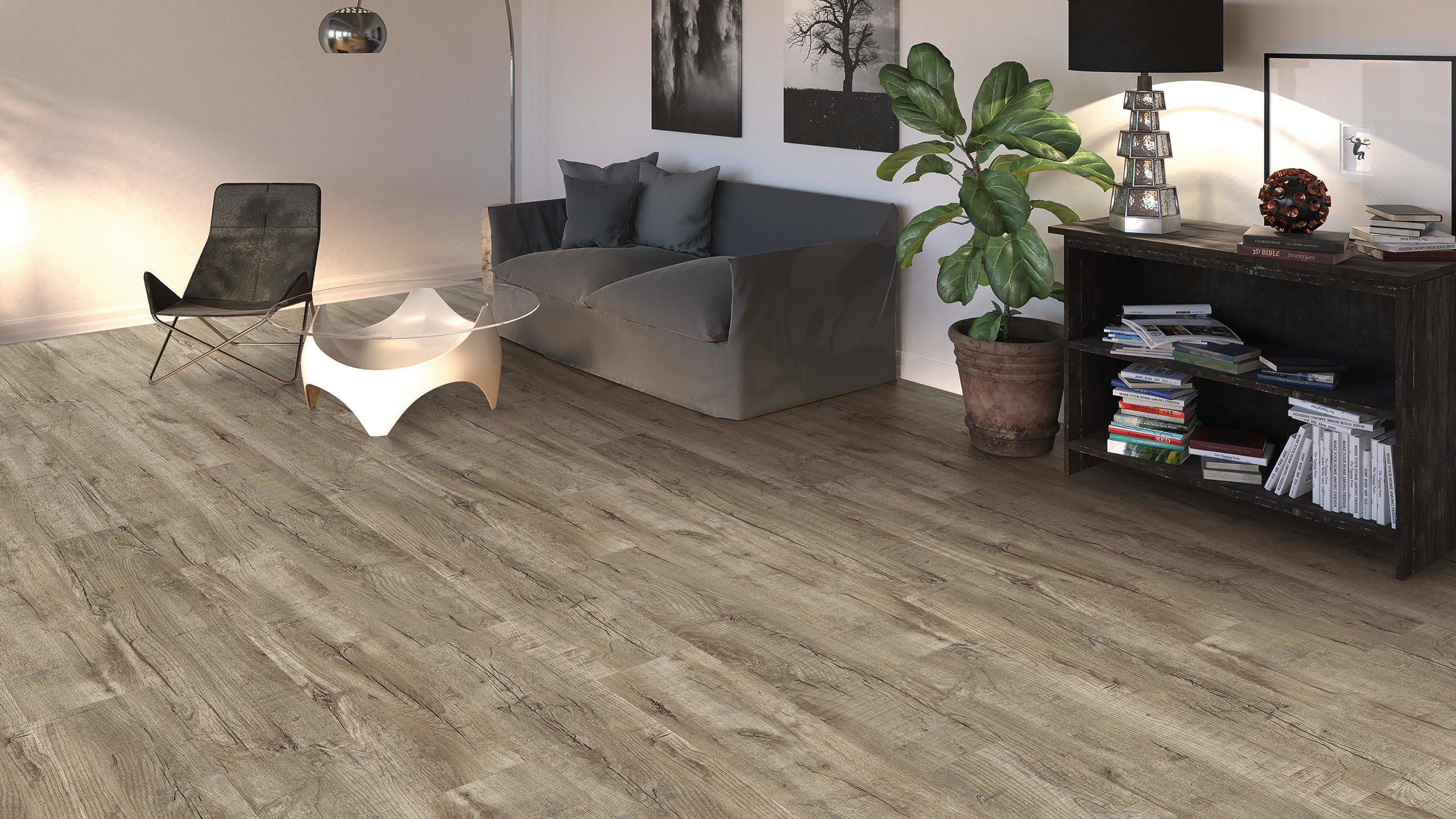 Living by HARO Designboden HydroStar Landhausdiele 4VM Eiche Ferrara grau* strukturiert