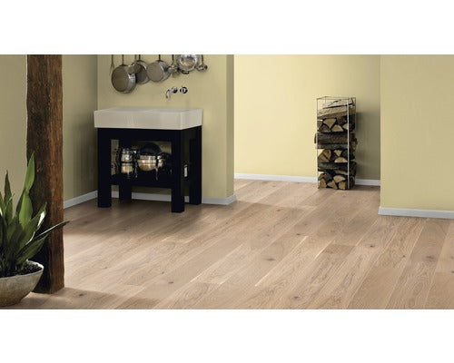 ter Hürne Parkett Crystal Oak Langdiele Eiche Landhausdiele weiß mattlack 2190 x 162 x 12 mm B Ware